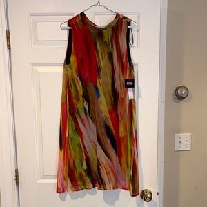 Signature by Natalie B. Colorful Orange Red Print Dress